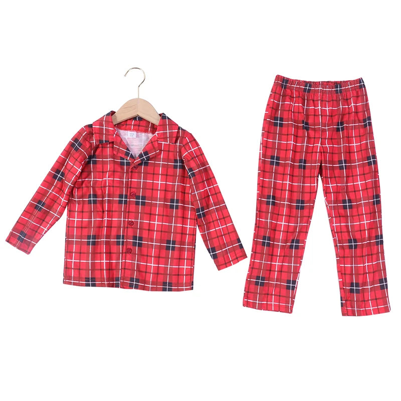 Pijamas para la Familia - Con Estampado a Cuadros de Algodón para Madre, Padre, Bebé, Niños y Perro COMPRA INTERNACIONAL
