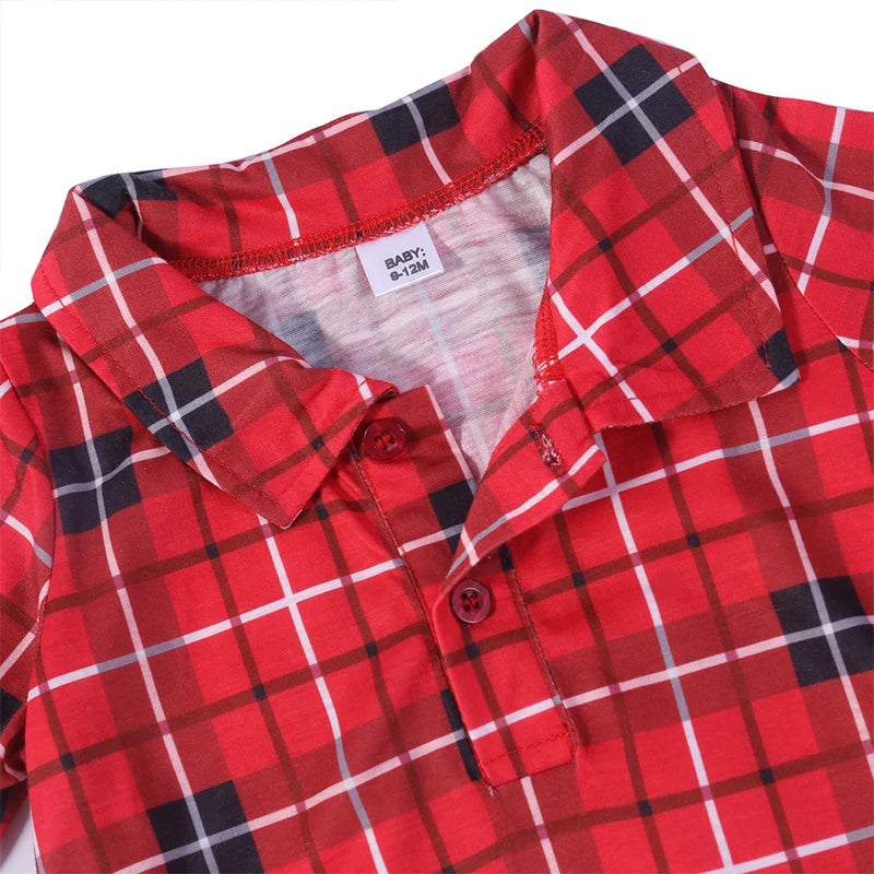 Pijamas para la Familia - Con Estampado a Cuadros de Algodón para Madre, Padre, Bebé, Niños y Perro COMPRA INTERNACIONAL