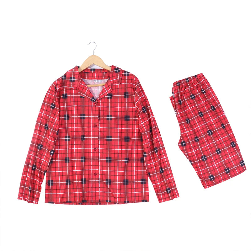 Pijamas para la Familia - Con Estampado a Cuadros de Algodón para Madre, Padre, Bebé, Niños y Perro COMPRA INTERNACIONAL