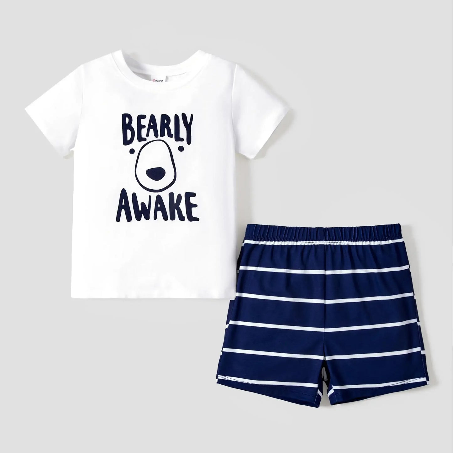 Pijamas de Verano para la Familia 'BEARLY AWAKE' con Caras de Oso y Rayas. COMPRA INTERNACIONAL