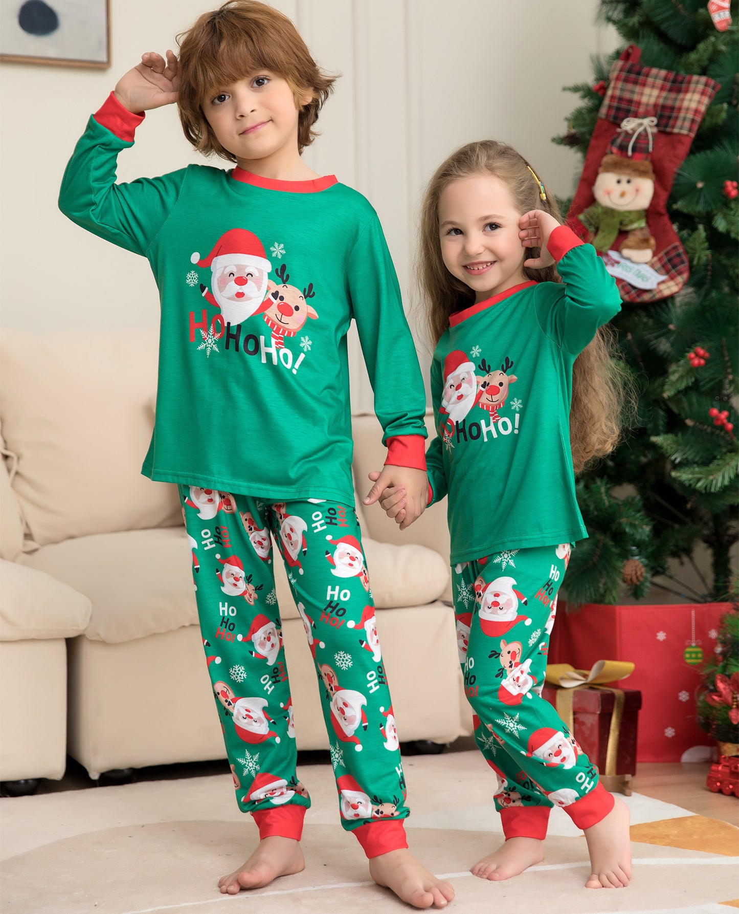 Pijamas de Navidad para la familia con estampado de Santa Claus. COMPRA INTERNACIONAL