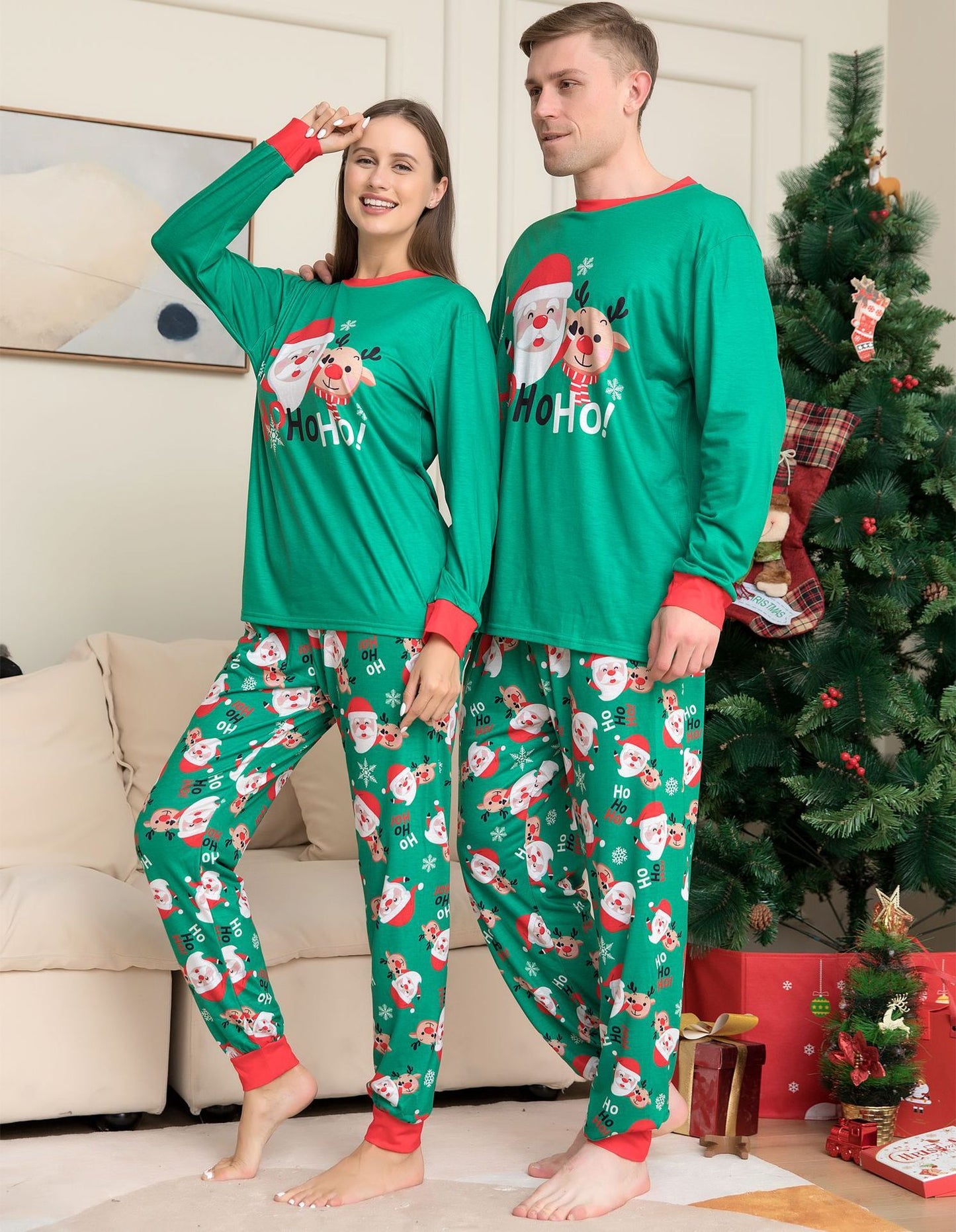 Pijamas de Navidad para la familia con estampado de Santa Claus. COMPRA INTERNACIONAL