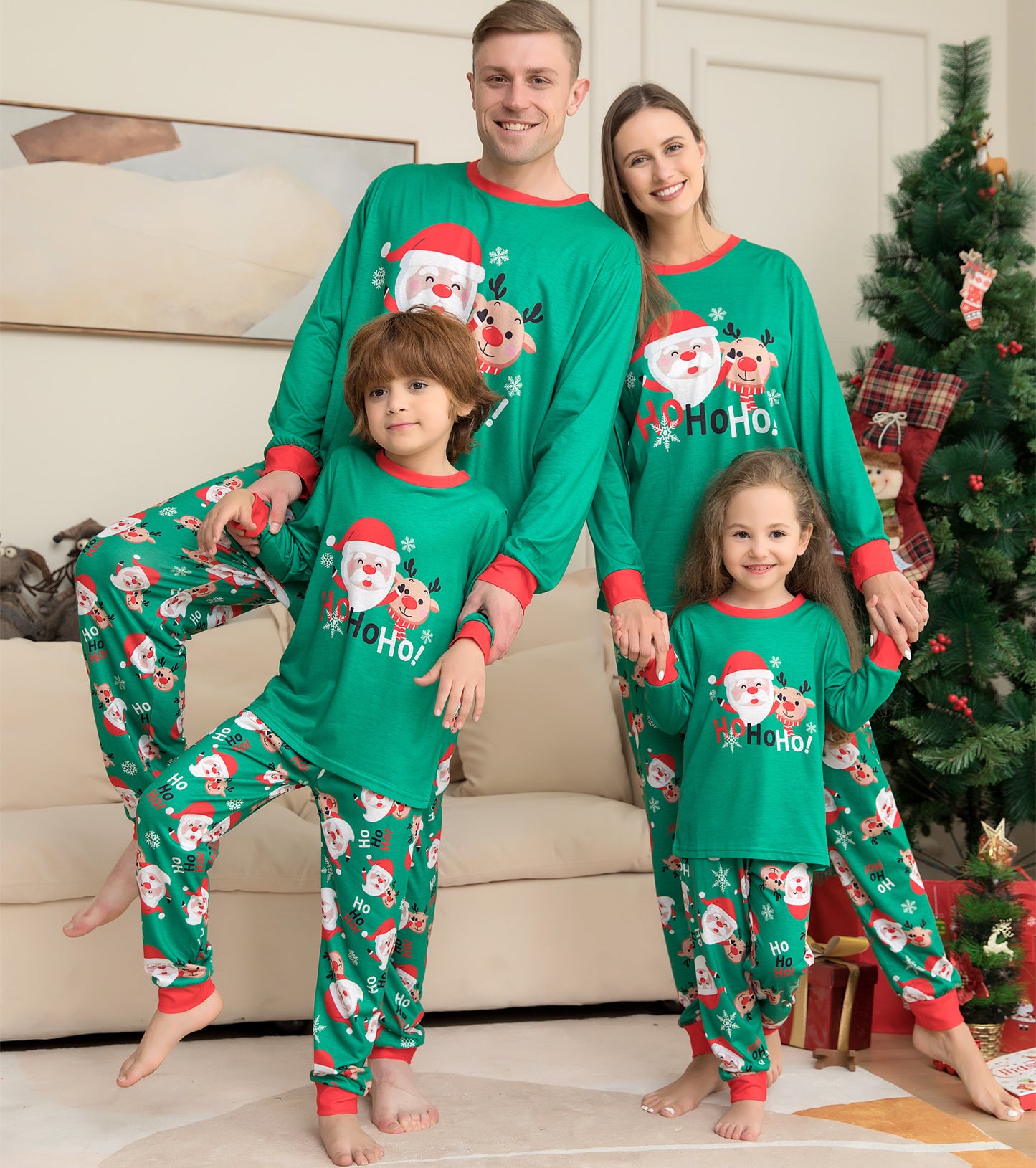 Pijamas de Navidad para la familia con estampado de Santa Claus. COMPRA INTERNACIONAL