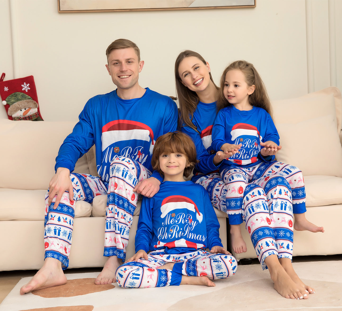 Conjuntos de Pijamas a Juego para la Familia: Pijamas de Navidad con Tapa de Impresión de Letras y Pantalones a Cuadros. Ropa de Dormir. COMPRA INTERNACIONAL