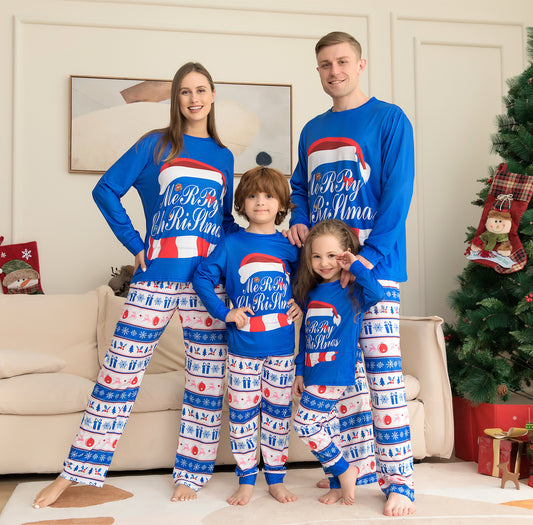 Conjuntos de Pijamas a Juego para la Familia: Pijamas de Navidad con Tapa de Impresión de Letras y Pantalones a Cuadros. Ropa de Dormir. COMPRA INTERNACIONAL