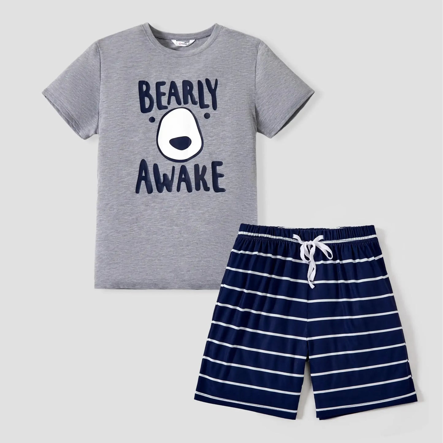 Pijamas de Verano para la Familia 'BEARLY AWAKE' con Caras de Oso y Rayas. COMPRA INTERNACIONAL