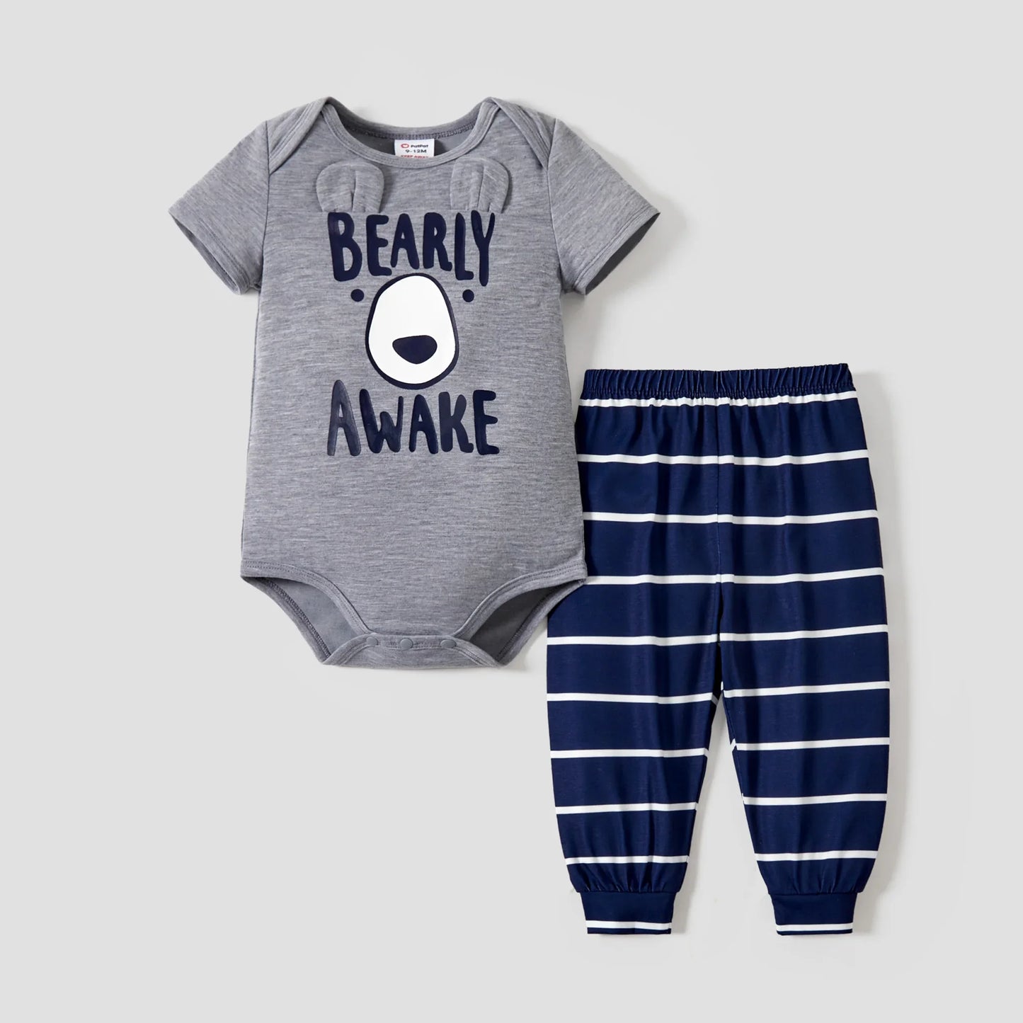 Pijamas de Verano para la Familia 'BEARLY AWAKE' con Caras de Oso y Rayas. COMPRA INTERNACIONAL