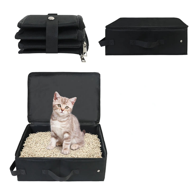 Caja de Arena para Gatos Plegable para Viajes con Tapa y Asa: Ideal para Viajes y Uso en Casa, Suministros para Gatos para Todas las Temporadas. COMPRA INTERNACIONAL